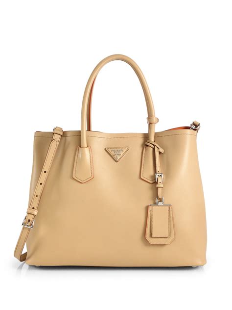 prada city calf double bag caramel|PRADA City Calf Hand Stitched Medium Galleria Double Zip Tote .